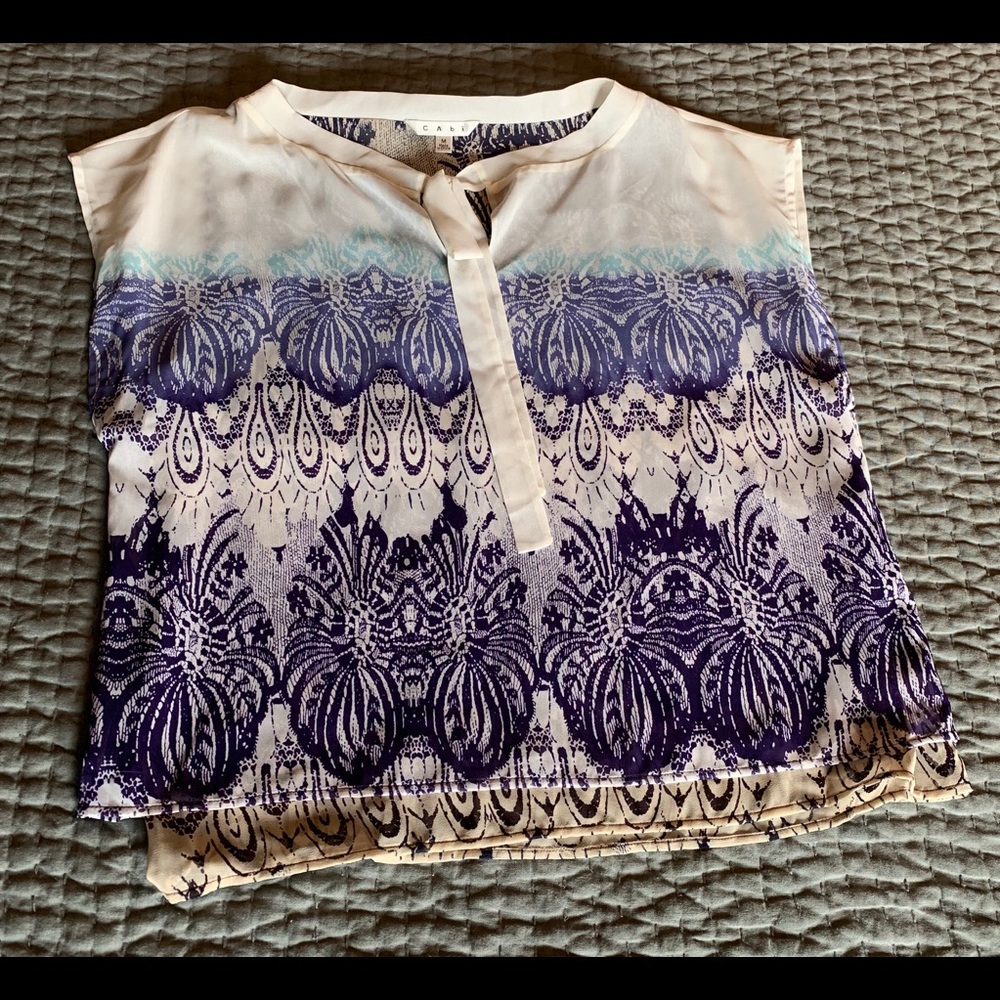 Cabi Cap-sleeve Blouse with Tie - Size M